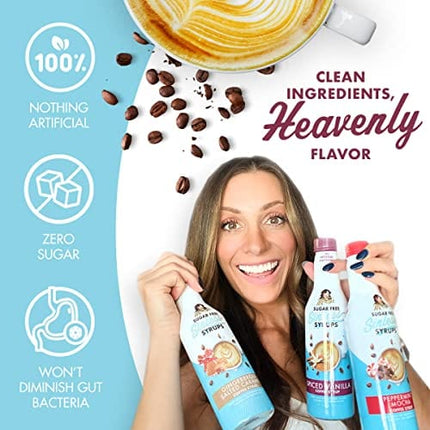 Miss Mary’s Sinless Syrups Winter Collection - Sugar Free, No Artificial Sweeteners, Coffee Tea Cocoa Dessert, Keto Friendly, Peppermint Mocha, Spiced Vanilla, Gingerbread Salted Caramel, 3 Pack