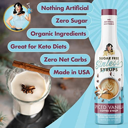 Miss Mary’s Sinless Syrups Winter Collection - Sugar Free, No Artificial Sweeteners, Coffee Tea Cocoa Dessert, Keto Friendly, Peppermint Mocha, Spiced Vanilla, Gingerbread Salted Caramel, 3 Pack