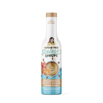 Sugar Free Gingerbread Salted Caramel Sinless Syrup - Sugar Free Coffee Syrup, Keto Friendly, Zero Carbs, Plant Based, Natural & Organic Ingredients, No Artificial Anything, No Sugar, Diabetic Friendly, Coffee Tea Cocoa Dessert, Holiday Flavor, Gingerbrea