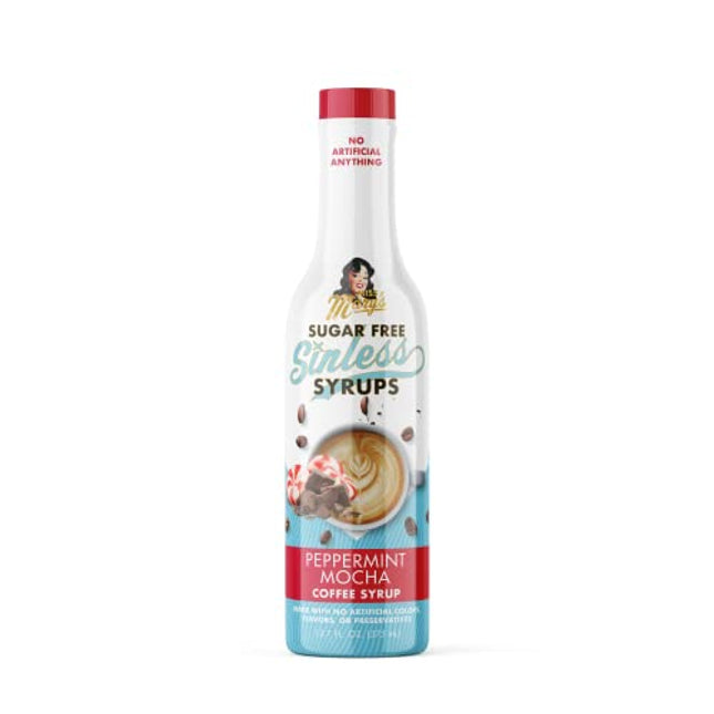 Sugar Free Peppermint Mocha Sinless Syrup - Sugar Free, No Artificial Anything, Natural and Organic Ingredients, Coffee Tea Cocoa Dessert, Keto Friendly, Holiday Flavor, Peppermint Mocha, 1 Pack