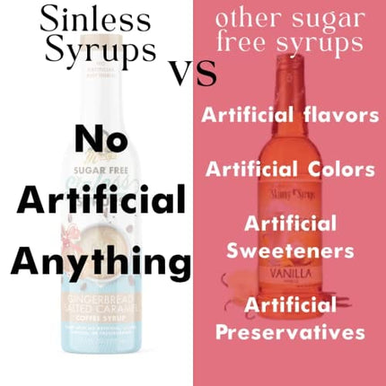 Sugar Free Spiced Vanilla Sinless Syrup - Sugar Free, No Artificial Anything, Natural & Organic Ingredients, Coffee Tea Cocoa Dessert, Keto Friendly, Holiday Flavor, Spiced Vanilla, 1 Pack