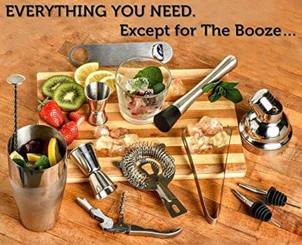Mixology Bartender Kit: 14-Piece Cocktail Shaker Set - Bar Tool Set For Home and Professional Bartending - Martini Shaker Set with Drink Mixing Bar Tools - Exclusive Cocktail Picks and Recipes Bonus