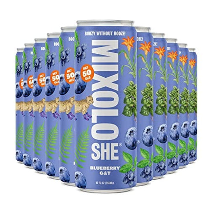 MIXOLOSHE | Blueberry G&T 12-Pack | Non-Alcoholic Cocktail | Award Winning | Low Calorie Drink
