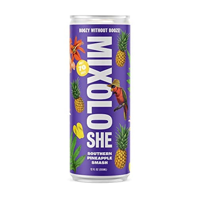 MIXOLOSHE Southern Pineapple Smash Low Calorie Non-Alcoholic Cocktail with Natural and Clean Ingredients, 12 Ounce Cans, Pack of 12