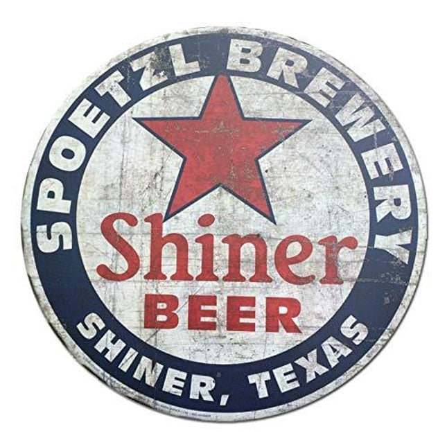 Shiner Beer Shiner Texas Vintage Style Round Tin Sign Metal Sign Metal Decor Wall Sign Wall Poster Wall Decor Door Plaque TIN Sign 12X12 INCH