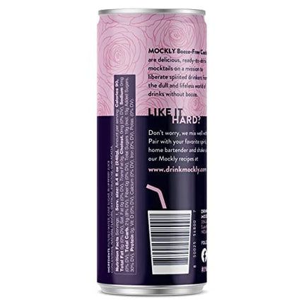 Mockly Baron von Blue Booze-Free Cocktail | Ready To Drink Non-Alcoholic Cocktail | Mocktail Drink Mixer | Blueberry Rose Mint Soda | Zero Proof | 4-Pack