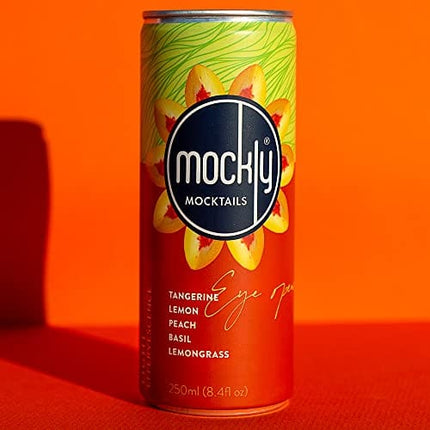 Mockly Eye Opener Booze-Free Cocktail | Ready To Drink Non-Alcoholic Cocktail | Mocktail Drink Mixer | Tangerine Peach Lemon Basil Lemongrass | Zero Proof | 4-Pack