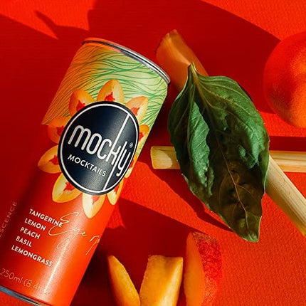 Mockly Eye Opener Booze-Free Cocktail | Ready To Drink Non-Alcoholic Cocktail | Mocktail Drink Mixer | Tangerine Peach Lemon Basil Lemongrass | Zero Proof | 4-Pack