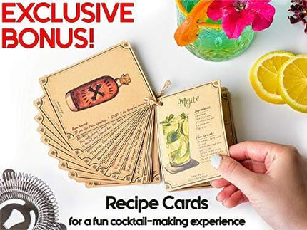 Mixology Bartender Kit with Stand | Black Bar Set Cocktail Shaker Set for Drink Mixing - Bar Tools: Martini Shaker, Jigger, Strainer, Bar Mixer Spoon, Tongs, Opener | Best Bartender Kit for Beginners