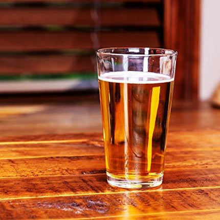 Modvera Drinkware Beer Pint Glass 16 Ounce | Versatile Cocktail Shaker Beer Glass | Perfect for the Pub, Home Bar, or Everyday Use | Ultra Clear Strong Rim Tempered Mixing Beer Glass | Set of 6