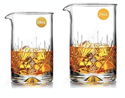 MOFADO Crystal Cocktail Mixing Glass - 18oz 550ml - Thick Weighted Bottom - Premium Seamless Design - Professional Quality