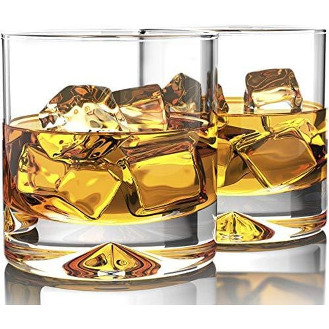 MOFADO Crystal Whiskey Glasses - Classic - 10oz (Set of 2) - Hand Blown Crystal - Thick Weighted Bottom Rocks Glasses - Perfect for Scotch, Bourbon and Old Fashioned Cocktails