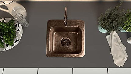 Monarch Abode 17092 Pure Copper Hand Hammered Baxter Bar Prep Single Bowl Kitchen Sink