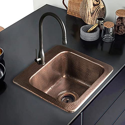 Monarch Abode 17092 Pure Copper Hand Hammered Baxter Bar Prep Single Bowl Kitchen Sink