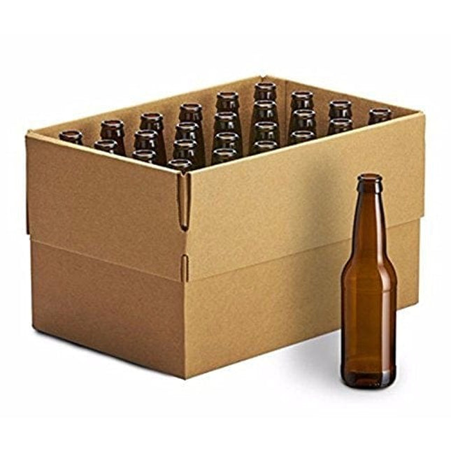 FastRack 24 Pack Amber Long Neck Bottles, Brown , 12oz - set of 2 - HOZQ8-1095