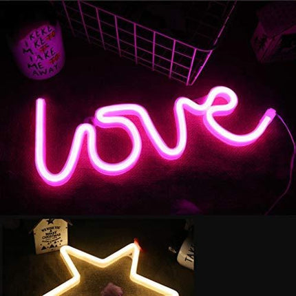 MorTime Love Neon Signs, LED Neon Light for Party Supplies, Girls Room Decoration Accessory, Table Decoration, Children Kids Gifts (Pink Love)