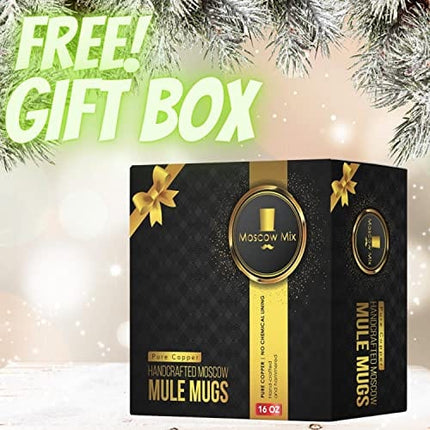 Moscow Mule Mugs Set of 4 | 100% Pure Copper Plated Stainless Steel Moscow Mule Cups Set of 4 | Cocktail Driniking Mugs Gift Set