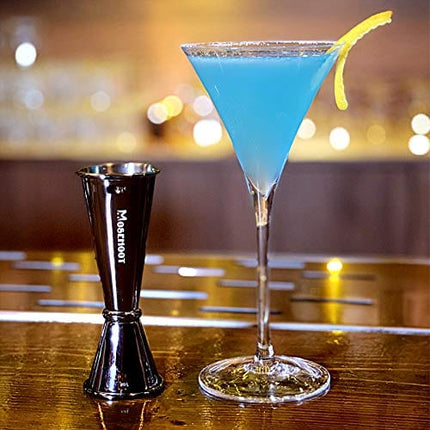 Japanese Style Jigger for Bartending-MOSEHOOT Double Cocktail Jigger, Stainless Steel Jigger 1 oz 2 oz Alcohol Measuring Tools - Black