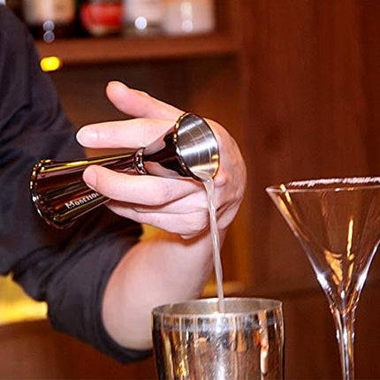 Japanese Style Jigger for Bartending-MOSEHOOT Double Cocktail Jigger, Stainless Steel Jigger 1 oz 2 oz Alcohol Measuring Tools - Black