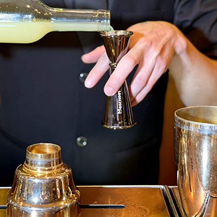 Japanese Style Jigger for Bartending-MOSEHOOT Double Cocktail Jigger, Stainless Steel Jigger 1 oz 2 oz Alcohol Measuring Tools - Black
