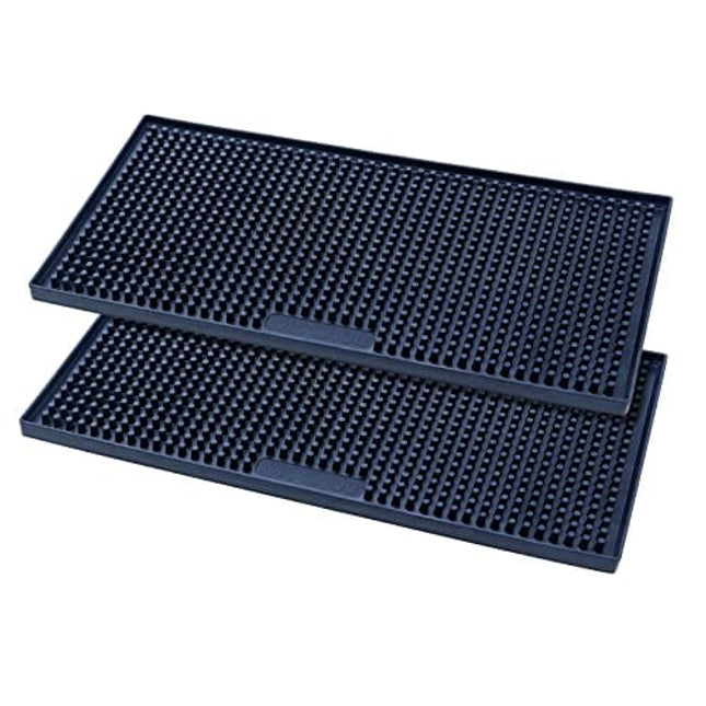 MR. CHOU Silicone Bar Mat,Dish Drying Mat, Heat Resistant Mat,2 Pack 12" x 6",Bar service spill mat for Kitchen Countertop and Tabletop, Non-Spill & Non-Toxic.(Black)