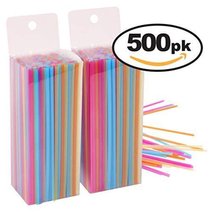 Mr. Kitchen's Bulk Colorful Neon Drink Stirrers, Coffee Stirrers (500-Pack); Each Drink Stirrer Is 5.25"; (500) Coffee Stir Straws, Stirring Straws, Cocktail Straws