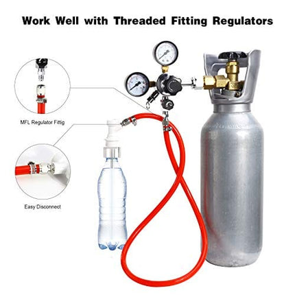 MRbrew 5FT Ball Lock Gas Line, Kegerator Sankey Keg Tap Draft Beer Homebrew I.D 5/16'' Ball Lock Quick Disconnect CO2 Dispensing Brewing Red Tubing Gas Hose Assembly with Nipple Barb and Hose Clamp
