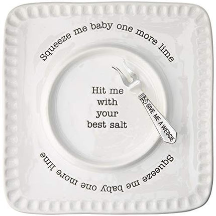 Mud Pie Lime and Salt Rimmer Margarita Set, Square, White