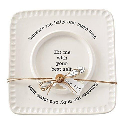 Mud Pie Lime and Salt Rimmer Margarita Set, Square, White