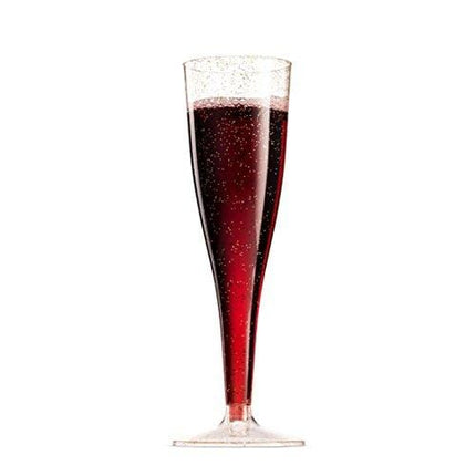 50 Gold Glitter Plastic Champagne Flutes 5 Oz Clear Plastic Toasting Glasses Disposable Wedding Party Cocktail Cups