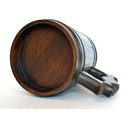 Handmade Beer Mug Oak Wood Stainless Steel Cup Box Natural 0.3L 10oz Classic Brown
