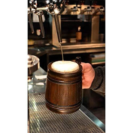 Handmade Beer Mug Oak Wood Stainless Steel Cup Box Natural 0.3L 10oz Classic Brown
