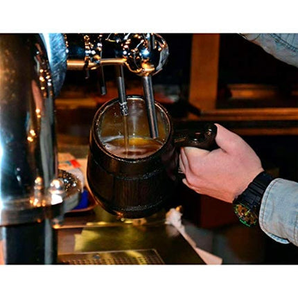 MyFancyCraft Wood Beer Mug with Box Stainless Steel Cup Men Souvenir Handmade Retro Brown