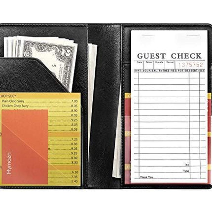 Mymazn Waiter Book Server Wallet Server Pads Waitress Book Restaurant Waitstaff Organizer, Guest Check Book Holder Money Pocket Fit Server Apron (Black)