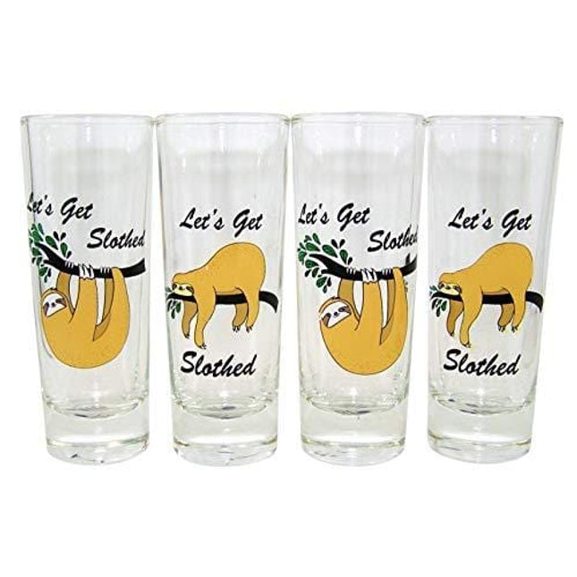 Let's Get Slothed Assorted Sloth Shot Glass Gift Set, Set of 4