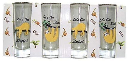 Let's Get Slothed Assorted Sloth Shot Glass Gift Set, Set of 4