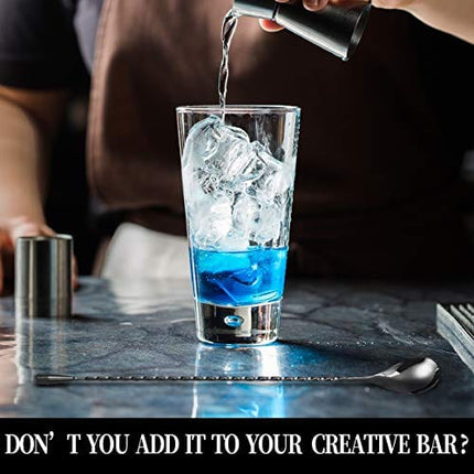 N&F Cocktail Mixing Spoon,Spiral Pattern Bar Cocktail Shaker Spoon (Silver)