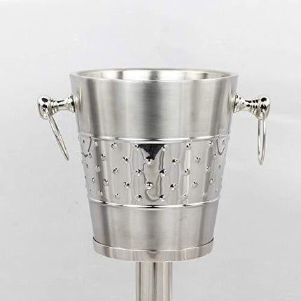Indo-Persian Brushed Nickel Plated Majestic Wine & Ice Bucket With Steel Bucket Stand | Wine Chiller On Stand Kitchenware Bar ware