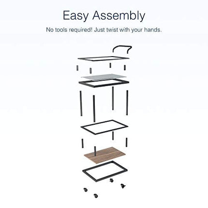 Nathan James Mid-Century Modern Two Tier Rolling Bar Serving Cart, Carter Metal and Glass, Black/Brown