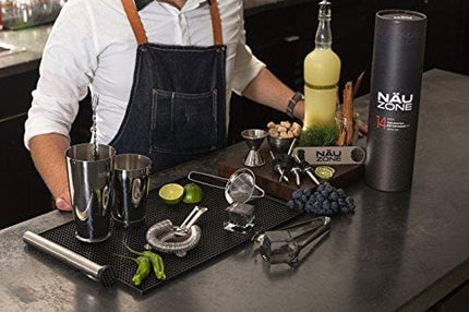 Professional Bartender Kit (14-Piece) | Bartending Kit Includes Elegant Stainless Steel Weighted Bottom Cocktail Shakers with Premium Bar Tools and Bar Set Accesssories | Deluxe Gift Packaging