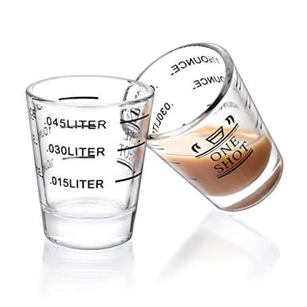 Shot Glasses Measuring cup Liquid Heavy Glass Wine Glass Espresso Shot Glass 1.5OZ/45ML (2 pack-45ml)