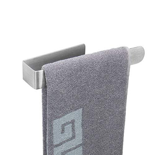 NearMoon Hand Towel Holder/Towel Ring Strong Hold Self Adhesive Bathroom Towel Bar, Thicken Stainless Steel Towel Rack- Sticky Towel Hanger, Contemporary Style, NO Drilling (Brushed Nickel)