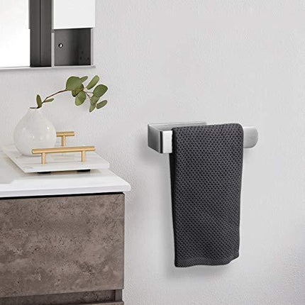 NearMoon Hand Towel Holder/Towel Ring Strong Hold Self Adhesive Bathroom Towel Bar, Thicken Stainless Steel Towel Rack- Sticky Towel Hanger, Contemporary Style, NO Drilling (Brushed Nickel)