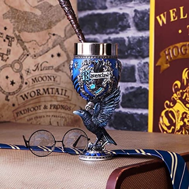 Nemesis Now Harry Potter Ravenclaw Hogwarts House Collectible Goblet, 19.5cm, Blue Silver
