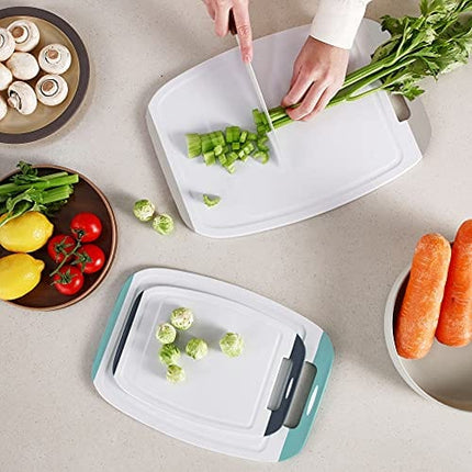 Neoflam Microban Antimicrobial Protection Cutting Board 3 Piece Set, Stain & Odor/BPA Free, Reversable Board, Upgraded Larger Juice Groove, Non-Slip EZ Grip Handle, Dishwasher Safe,G.Multicolor