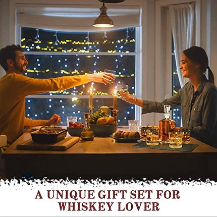 Gifts for Men Dad, Whiskey Decanter Set with 4 Glasses, Christmas Whiskey Gifts for Husband Him Boyfriend Women Groomsmen, Unique Anniversary Housewarming Birthday Presents for Bourbon Scotch Liquor