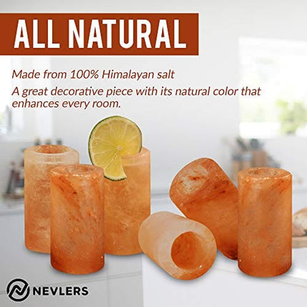 Nevlers 6 PCS Himalayan Salt Shot Glasses for Tequila , All Natural Himalayan Salt Tequila Shot Glasses - Handcrafted Shot Glass - 3" H Himalayan Shot Glasses | Himalayan Salt Glasses Tequila