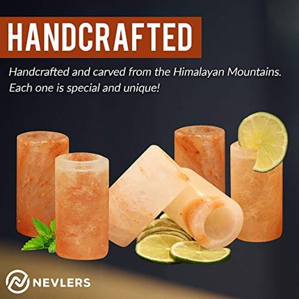 Nevlers 6 PCS Himalayan Salt Shot Glasses for Tequila , All Natural Himalayan Salt Tequila Shot Glasses - Handcrafted Shot Glass - 3" H Himalayan Shot Glasses | Himalayan Salt Glasses Tequila