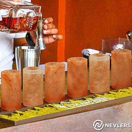 Nevlers 6 PCS Himalayan Salt Shot Glasses for Tequila , All Natural Himalayan Salt Tequila Shot Glasses - Handcrafted Shot Glass - 3" H Himalayan Shot Glasses | Himalayan Salt Glasses Tequila