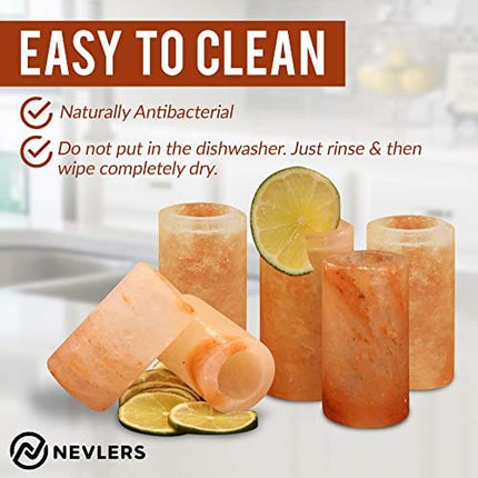 Nevlers 6 PCS Himalayan Salt Shot Glasses for Tequila , All Natural Himalayan Salt Tequila Shot Glasses - Handcrafted Shot Glass - 3" H Himalayan Shot Glasses | Himalayan Salt Glasses Tequila